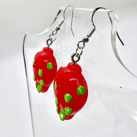 Dragon Fruit Earrings - Fruit Earrings - Food Earrings - Quirky Earrings - Picture 2 of 8
